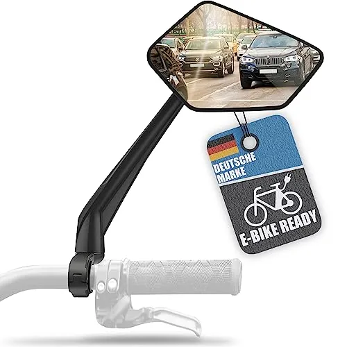 BALOU Fahrradspiegel mit großer Spiegelfläche und Reflektorstreifen