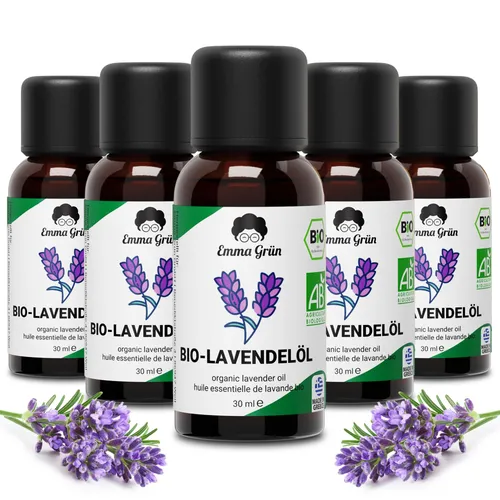 Emma Grün® ätherisches Bio Lavendelöl - 100% naturreines Lavendelöl aus Griechenland, ideal zum Aromatisieren von Speisen und für entspannende Düfte. Vielseitig einsetzbar für Küche und Wohlbefinden.