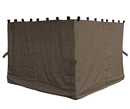 QUICK STAR 4 Seitenteile für Pavillon Nizza 3x4m - Pavillon Zubehör, 4 Seitenteile aus 100% Polyester in Taupe/Beigegrau für optimalen Wind- und Sichtschutz, ideal für Gartenpartys.