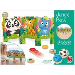 Goula Dschungel Rennen - Spannendes Kinderspiel ab 3 Jahren - Gesellschaftsspiel für 2 bis 4 Spieler, fördert Hand-Augen-Koordination und Geschicklichkeit. Nachhaltig aus Holz und recyceltem Karton, ideal für unbesorgtes Spielen!