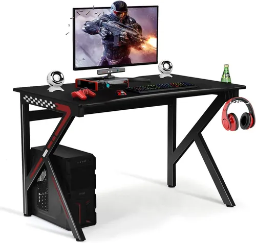 Gaming-Schreibtisch K-förmige Konstruktion – Schwarz