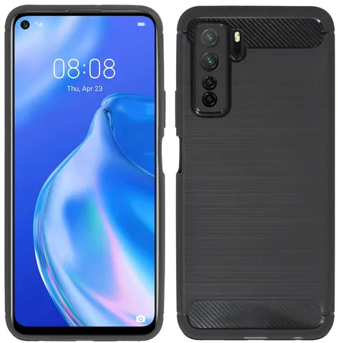 Huawei P40 Lite 5G // Schale Handyhülle Silikonschutz Gel Zubehör Schutz Carbon