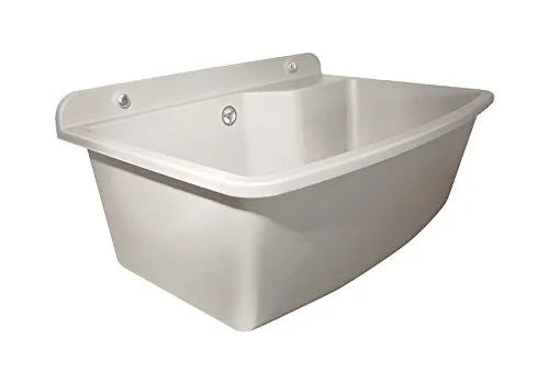 Zelvo Grau Granit Waschbecken Maximus 00476 - Wandmontiertes Waschbecken aus grau Granit, 61 x 44 x 23 cm, inklusive Zubehör - ideal für moderne Küchen und Bäder.