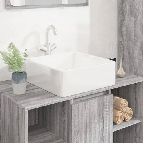 vidaXL Waschbecken Weiß 37x37x13 cm Keramik Quadratisch - Waschbecken aus glatter Keramik in eleganter quadratischer Form, ideal für stilvolle Badezimmer. Langlebig und pflegeleicht dank Hochglanz-Oberfläche.