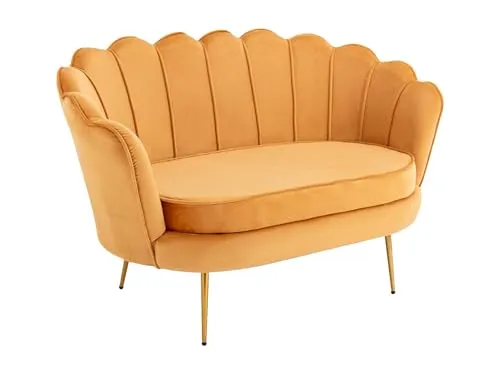 Vente-unique - 2-Sitzer-Sofa, Muschel, Velours, Senfgelb, Dandelion