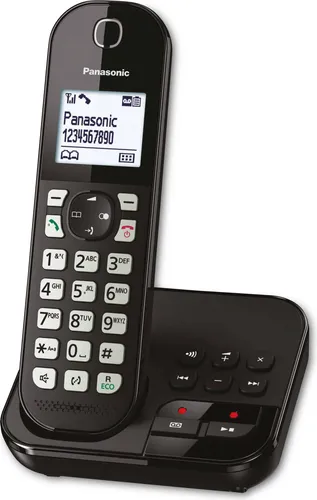 Panasonic KX-TGC460GB - Schnurloses Telefon mit Anrufbeantworter in Schwarz, bis zu 50 m Reichweite und 18 Std. Sprechzeit