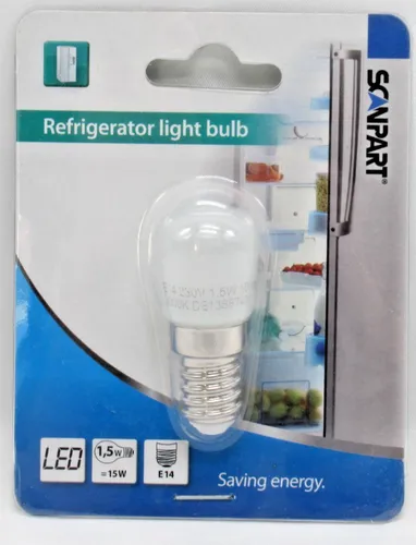 Scanpart Kühlgerätelampe LED E14 1,5W=15W 100lm 3000K 019297
