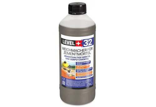 Level+ Beton LEVEL+ Weichmacher für Mörtel Flüssig L+32 Ersetzt Kalk 1L