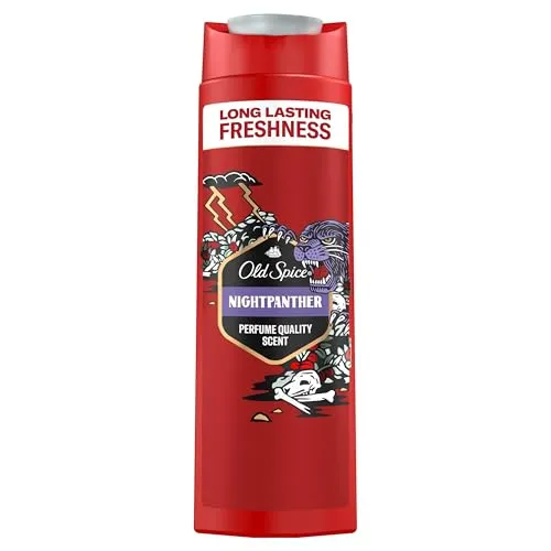 Old Spice Nightpanther Männer Duschgel & Shampoo, 250 ml, 3-in-1 Haare-Gesicht-Körper-Shampoo, langanhaltender, frischer Duft in Parfumqualität