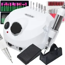 Nagelfräser Elektrisch Set | Professionelles Nagelpflegegerät mit 48 Bits und Fußpedal