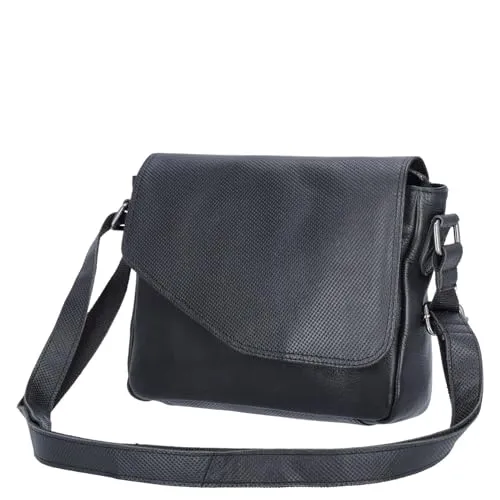 The Skandinavian Brand Damen Leder Umhängetasche Black - Elegante Umhängetasche mit verstellbarem Schultergurt, sicherem Reißverschluss und verstärktem Boden - ideal für stilvolle Auftritte.