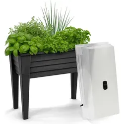 Hochbeet mit Deckel Frühbeet aus robustem Kunststoff | 78x40x84 cm | Ergonomisches Kräuterbeet für Garten & Balkon