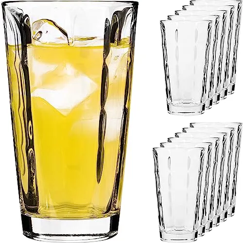 GIESSLE® 12x hohe 320ml Longdrinkgläser [ in Diamant Optik ] Saftglas Wasserglas Set