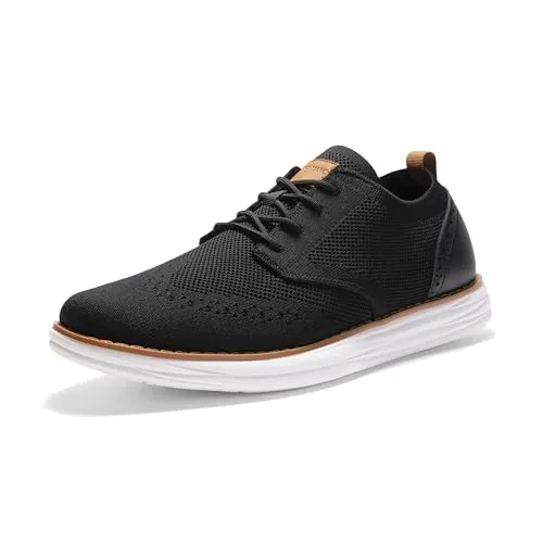 Bruno Marc Herren Anzugschuhe KnitFlex Craft Atmungsaktiv Gestrickter Stoff Schnürhalbschuhe Sommer Casual lässige Moderne Klassische Schuhe,Size 41.5,Schwarz 06,SBOX2406M