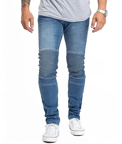 Rock Creek Herren Slim Fit Jeans - Stretch Denim Bikerhose - Jeans für modebewusste Herren, figurbetonte Slim Fit Passform mit Elasthan für hohen Tragekomfort und Bewegungsfreiheit. Ideal für Büro, Alltag und Freizeit.