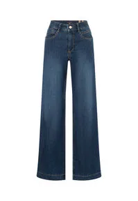 MAC Stretch-Jeans RICH PALAZZO mit Naht-Details in Blau (Gr. 44) - Elastische Denim-Jeans im Casual-Stil mit weitem Bein und angesetztem Bündchen. Ideal für bequemen Tragekomfort und einen modischen Look.