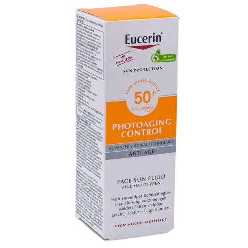 Eucerin Photoaging Control Sun Fluid SPF 50 - 50ml - Hochwirksame Sonnencreme mit LSF 50, schützt die Haut vor UV-Strahlen und bewahrt die Hautelastizität. Ideal für tägliche Anwendung.