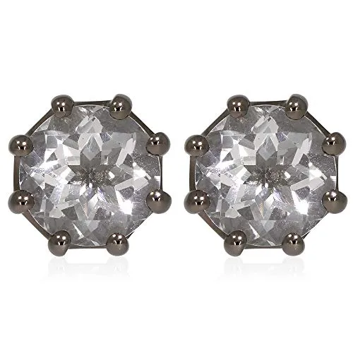 XEN Paar Ohrstecker mit Bergkristall - Ohrstecker aus 925 Sterlingsilber, besetzt mit 8 mm Bergkristallen, die beruhigende und heilende Eigenschaften haben. Lieferumfang: XEN Geschenkverpackung.