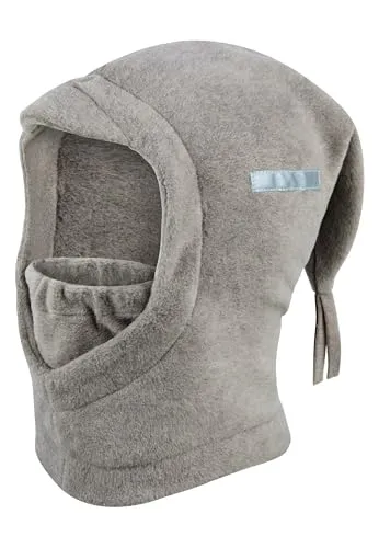 Sterntaler Schalmütze aus Microfleece - praktische Unisex Mütze mit Schirm - regulierbarer Mund- und Gesichtsschutz - gefüttert mit weichem Microfleece - braun Melange, Größe 51