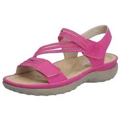 Rieker Riemchensandale mit Keilabsatz - Wanderschuhe, sportliche Sandalette mit Gummizügen für optimalen Tragekomfort und stilvolles Design, ideal für warme Sommertage.