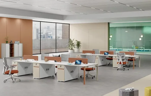 Moderne Schreibtischlösung für 6 Personen - Ideal für große Büros: Geräumiger Schreibtisch mit 6 Schubladen, in elegantem Weiß. Maße: 360 x 120 x 103 cm, aus hochwertigem MDF, mit 2 Jahren Herstellergarantie.