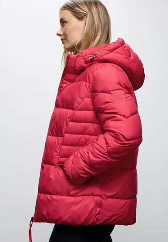 Street One Kurze Steppjacke carpet red 40 - Funktionsjacke für Damen mit Kapuze und Tunnelzug, ideal für die Übergangszeit – angenehm gefüttert und stylisch mit seitlichen Zipper-Taschen.