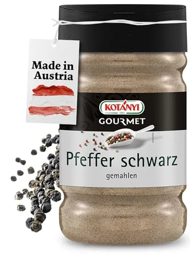 Kotanyi Pfeffer schwarz gemahlen Gewürze für Großverbraucher und Gastronomie, 600 g