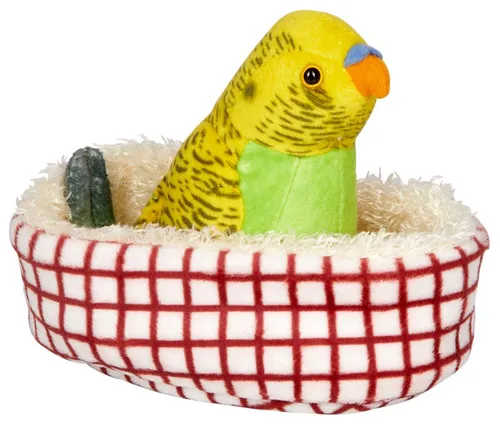 COPPENRATH DIE SPIEGELBURG Plüschfigur Wellensittich Paula im Korb - Lustige Tierparade (Set, 2-St., 1), Besonders weich und anschmiegsam