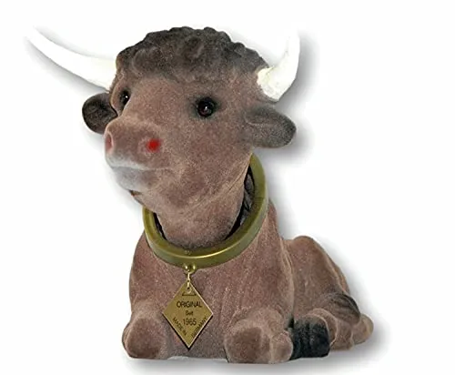 RAKSO Wackel Figur Stier groß - Sammlerfigur Stier liegend, wackelnder Kopf für lebendige Deko, aus hochwertigem Kunststoff, Made in Germany, perfekte Ergänzung für Ihre Sammlung.