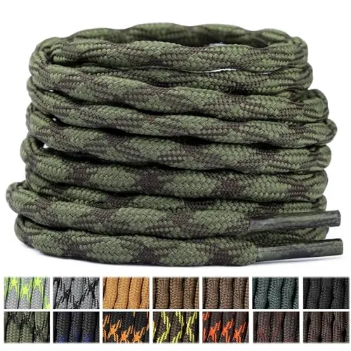 Stepace 2 Paar Rund Robuste Schnürsenkel für Wanderschuhe 4.5mm | Reißfeste Schuhbänder für Arbeitsschuhe, Stiefel,outdoor boot shoe laces,Trekkingschuhe