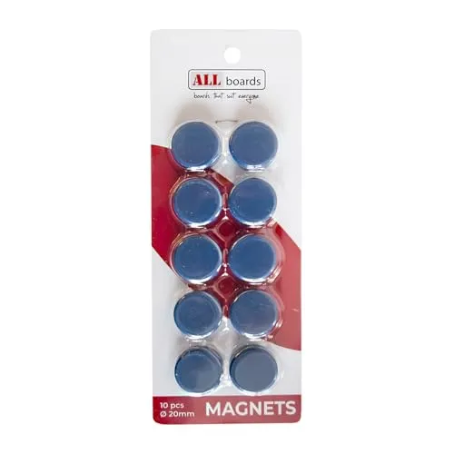 ALLboards Magnete 10 Stück, Rund Blau 20mm, Für Whiteboards Magnettafeln