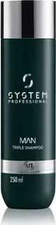 System Professional LipidCode Man Triple Haarshampoo 250 ml - Shampoo für Haar, Körper und Bart, mit Kreatin für mehr Widerstandsfähigkeit und Fülle. Hautfreundlicher pH-Wert, ideal für die tägliche Anwendung. Perfekt für alle Haartypen.