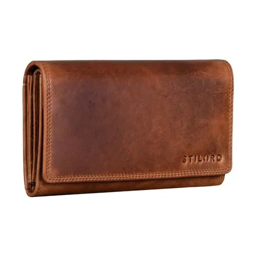 STILORD große Damen-Geldbörse aus Leder Cognac - Vintage Portemonnaie mit RFID Schutz - Damen-Geldbörsen, stilvolles Vintage-Design aus hochwertigem Echtleder mit integriertem RFID-Blocker für maximale Sicherheit und Ordnung.