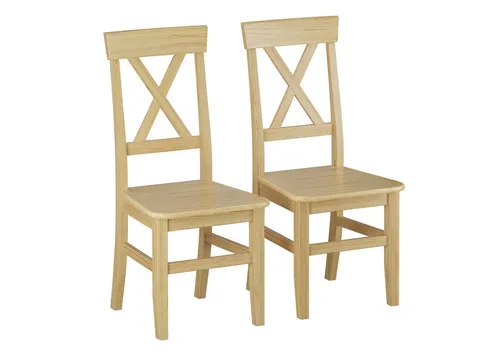 ERST-HOLZ Esszimmerstuhl Doppelpack - Elegante Küchenstühle aus Kiefer - Stühle im Landhausstil, 2er Set aus massivem Kiefernholz, pflegeleicht und ideal für Küche und Esszimmer. Stabil und stilvoll mit Kreuzdesign, perfekt für skandinavische und klassische Einrichtungen.