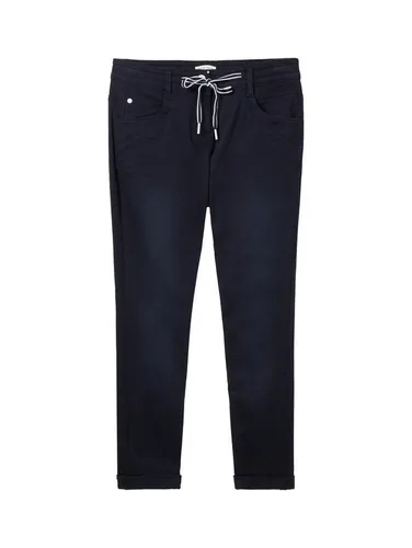 TOM TAILOR Damen Tapered Relaxed Hose mit Kordelzug - sky captain blue - Jeans in Tapered Relaxed Fit, ideal für Freizeit und Büro, aus weichem Baumwoll-Stoff mit Stretch für höchsten Komfort.