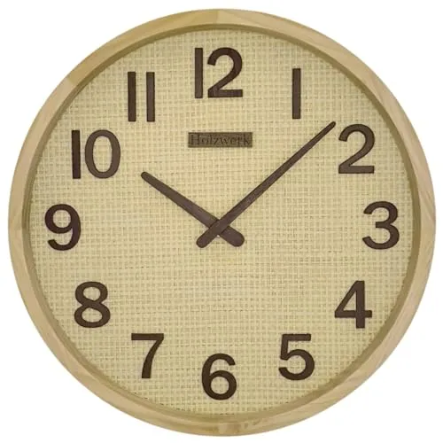 Holzwerk BOHO Rattan Wanduhr 30 cm – Stilvolle Quarzuhr in beige von Holzwerk Germany
