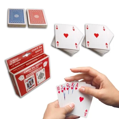 Powersell Kupfer-Spielkarten, französische Karten, 2 Blumensträuße mit 52 Karten + 2 Matte rot/blau