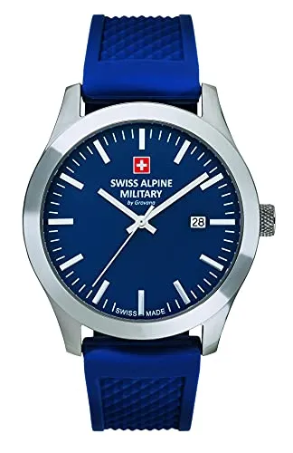Swiss Alpine Military Herren Analog Quarz Uhr 7055.1835 - Armbanduhren für Herren mit hochwertigem Silikonarmband, 10 bar wasserdicht – ideal für Schwimmen und Schnorcheln, stilvoll und vielseitig tragbar.
