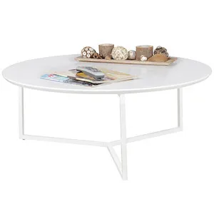 Wohnling Couchtisch WL5.240, Rund in Weiß - Moderner Couchtisch aus Holz und Metall, mit pflegeleichter Oberfläche und hoher Standfestigkeit – ideal für stilvolle Wohnzimmer.