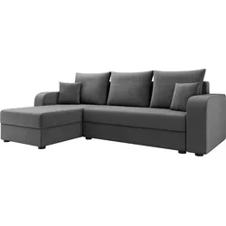 MIRJAN24 Ecksofa Hewlet Bis mit Bettkasten und Schlaffunktion - Ecksofa in L-Form, universell einsetzbar mit Schlaffläche von 200x130 cm, ideal für gemütliche Abende und Übernachtungsbesuche, inkl. Kissen-Set.