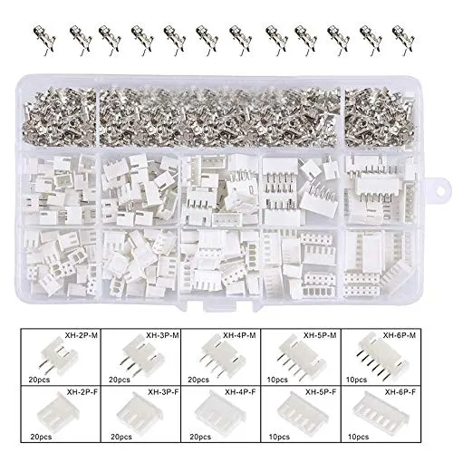 YIXISI 460 Stück JST-XH Weiblicher Pin-Header, Adapter-Kabel, Männlich (2/3/4/5/6 Pin), 2,54mm Abstand