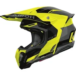 Airoh Twist 3 Fancy Motocross Helm, schwarz-grau-gelb, Größe S für Männer - Robuster Motocross Helm mit herausragender Belüftung und Notfallsystem. Ideal für den sportlichen Einsatz und maximalen Komfort beim Fahren.