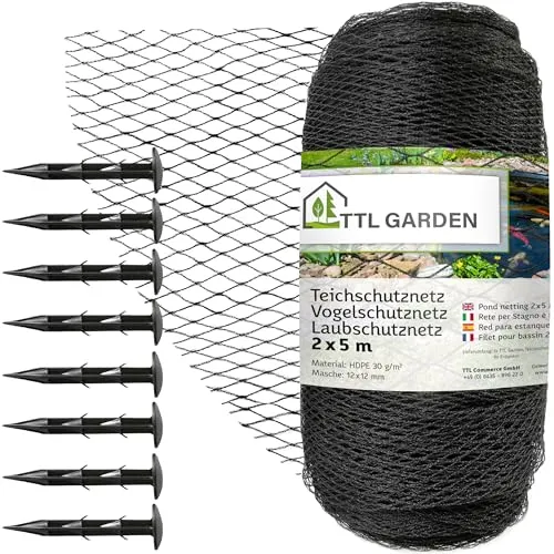 TTL Garden Teichnetz Vogelschutznetz 2x5m schwarz 30g/m² von TTL GARDEN