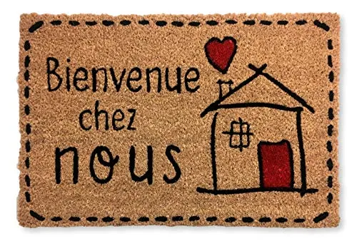 KOKO DOORMATS Fussmatte aussen - Türmatte außen kokosmatte mit antirutsch PVC - Fußmatte lustig Bienvenue Chez Nous Design - Outdoor Doormat - Größe: 60 x 40 x 1.5 cm.