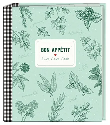 moses. 80667 Rezeptordner Bon Appétit in DIN A5, cook & STYLE Rezeptbuch mit 25 Rezeptblättern und 5 Registertaschen, das individuelle Kochbuch zum Selbstschreiben