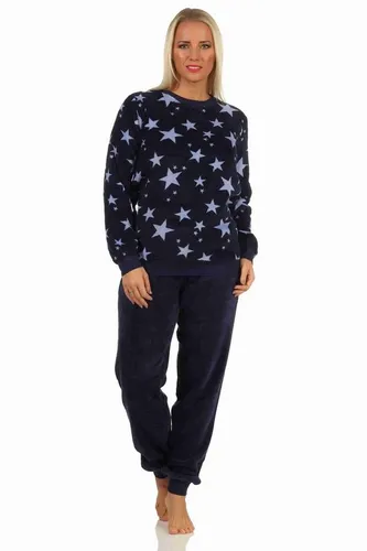 Normann Damen Pyjama Coralfleece mit Sternen blau 36/38 - Bequemer langärmeliger Pyjama aus weichem Coralfleece in marine mit Sternenmotiv. Ideal für gemütliche Nächte. Maschinenwaschbar und pflegeleicht.