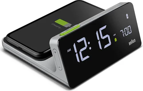 Braun Digitaler Wecker mit Qi Ladefunktion in braun von Braun