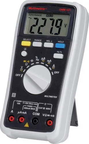 Multimetrix DMM 121 Hand-Multimeter - Multimeter für Elektroinstallateure, misst Spannungen, Ströme und Widerstände. Mit 4000 Counts Anzeige und HOLD-Funktion für einfache Ablesbarkeit.