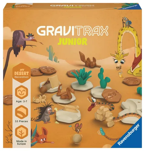 Ravensburger GraviTrax Junior Extension Desert - Erweiterbare Kugelbahn für Kinder ab 3 Jahren, kreative Wüstenwelt aus nachwachsenden Rohstoffen