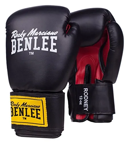 BENLEE Boxhandschuhe Rodney Black/Red 06 oz - Hochwertige Trainings-Boxhandschuhe aus Kunstleder mit breitem Klettverschluss für optimalen Halt, ideal für Boxtraining und Sparring.